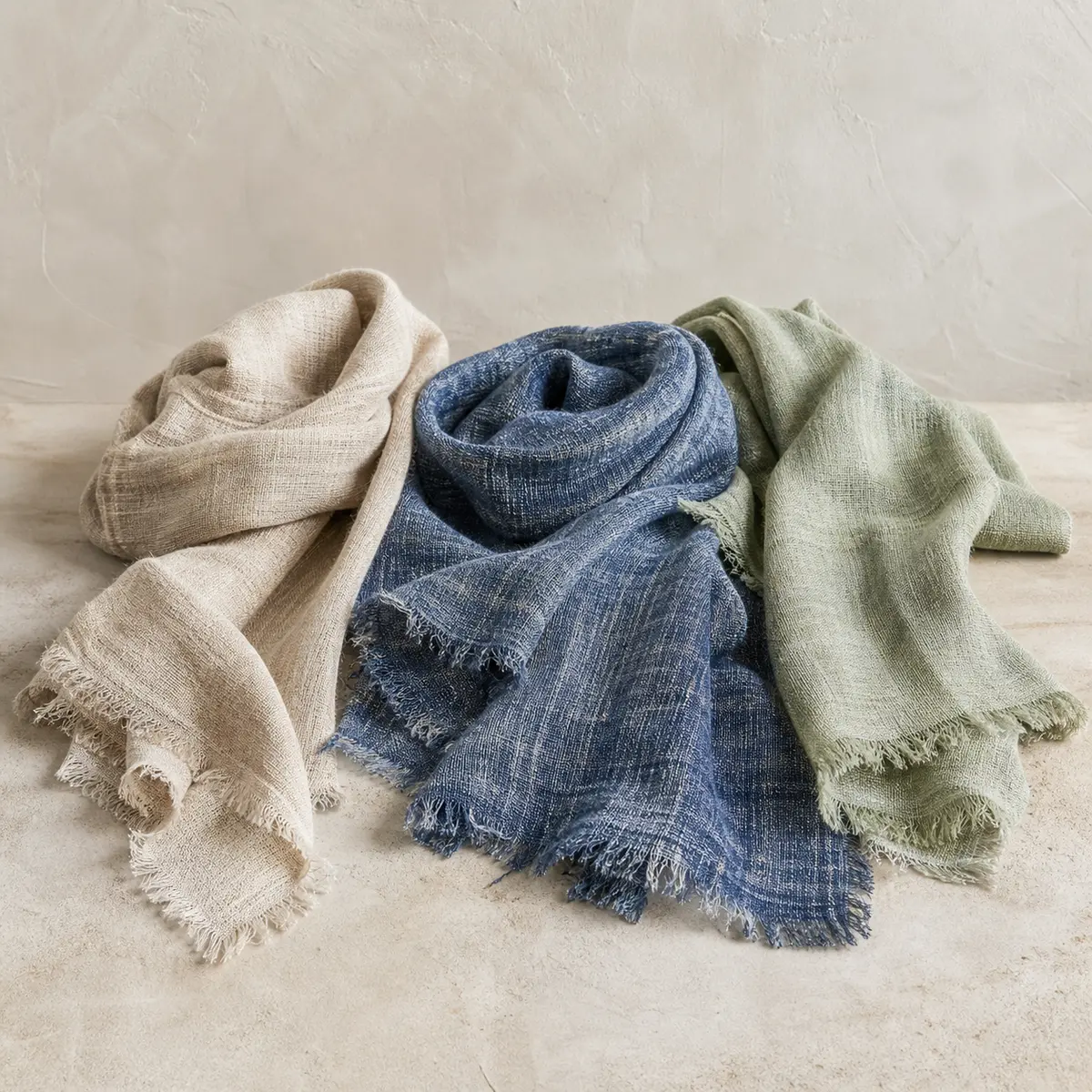 Folded linen scarves